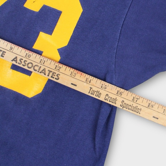 1960s Champion Marquette University Football Shirt 3/4 Sleeve Blue Sz S Rare USA - Picture 4 of 6